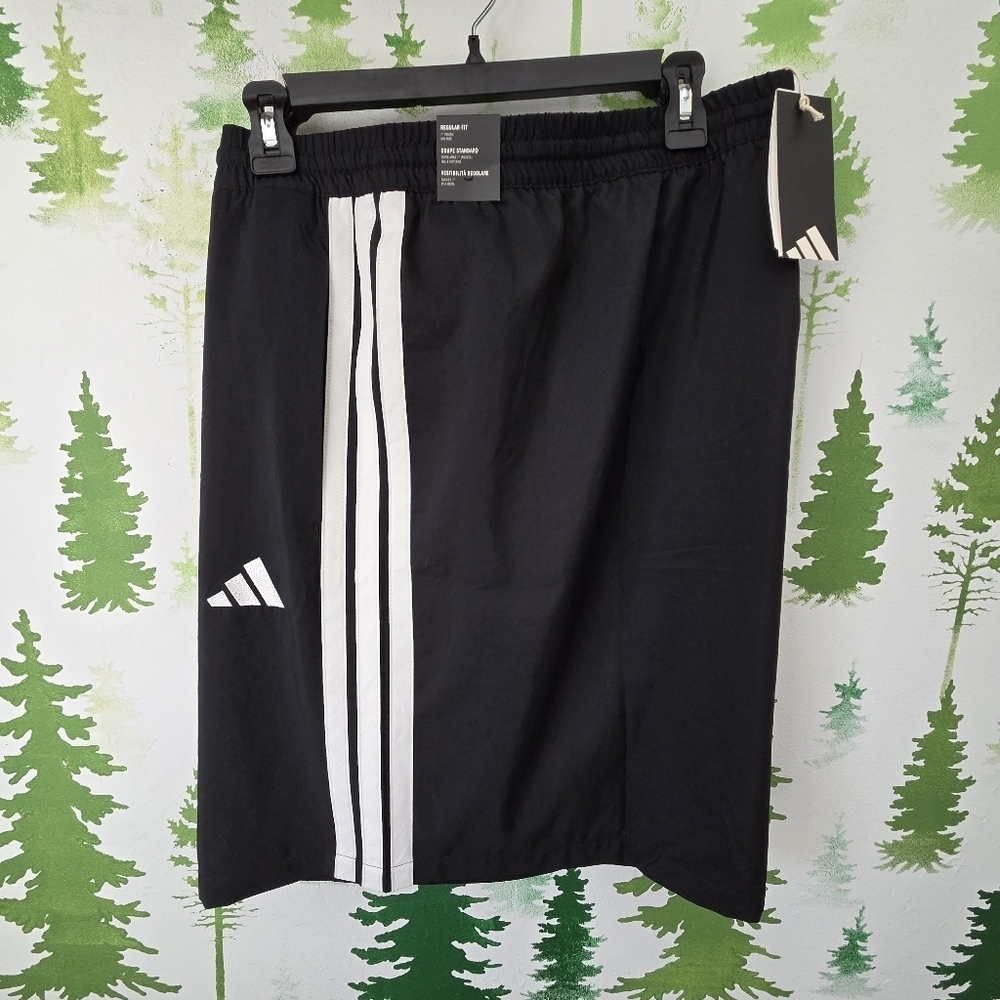 Adidas Men's Black Shorts with White Stripes